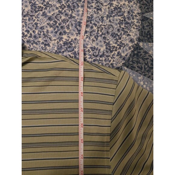 Tehama Golf Polo Shirt Men's XXL Green &Blue Striped Hang'Em Dry Moisture System - Picture 12 of 12